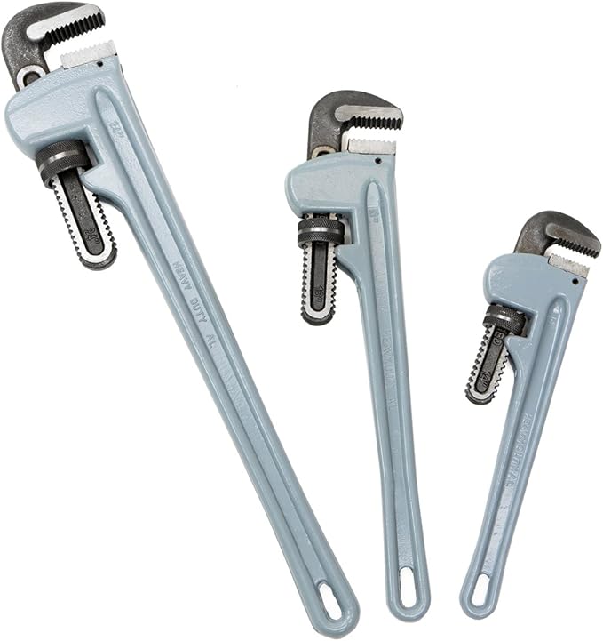Stark USA "3PCS Aluminium Pipe Wrench Adjustable Jaw Plumbing Pipe Wrench (14" 18" 24" inch) Pipe Wrench Set, silver (18849)