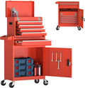 Tool Box with Wheels, 5-Drawer High Capacity Tool Chest with Wheels, Removable Storage Toolbox with Lock for Garage, Workshop and Room Use(Red)