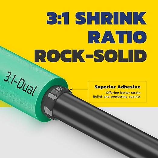 haisstronica 360PCS Heat Shrink Tubing,3:1 Ratio Adhesive Lined Marine Heat Shrink Tube Kit 8 Sizes(3/32"-5/8") Green