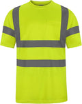 High Visibility Class 3 T Shirts，Hi Vis Safety Shirts with Reflective Strips and Pocket, Short Sleeve Quick Dry Mesh Construction Work Shirt for Men/Women Lime,3XL