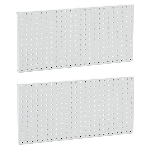 TORACK 2-Pack 12x24 inch Metal Pegboard Panels for Garage Wall, Tool Storage Pegboard for Workbench, Workshop, Tools Organizer Peg Board for Pegs(Grey)