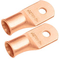 SELTERM 2pcs 2/0 AWG 1/4" Stud Copper Wire Lugs, Battery Lugs, Ring Terminals, Battery Cable Ends, 00 Gaug Ring Terminal Connectors, UL Heavy Duty Bare Copper Eyelets Battery Terminal Connectors