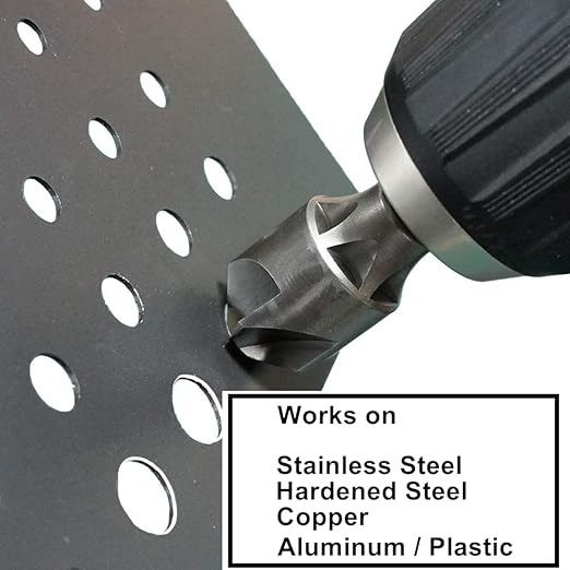 CONQUER Tools 5 Flute Metal Countersink Drill Bit, 87 Degree for 1/4'' Hex Shank Fit 5/32~29/32-inch(4~23mm) Beveling Chamfer Tool Holes Shaping Trimming, Inner/Pipe Reamer