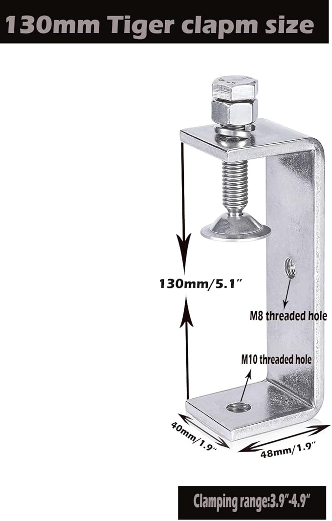 Clamp Heavy Duty Tiger Clamp Metal C Clamps Woodworking C-Clamp With Wide Jaw Opening (130MM)，2PCS