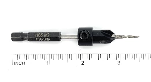 FTG USA Countersink Drill Bit for Wood with Tapered Drill Bit #4 (7/64")