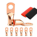 Battery Cable Ends, 8PCS 4 Gauge Wire Connectors 5/16 Copper Wire Lugs, Bare Copper Eyelets with Heat Shrink Tubing