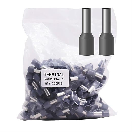 Fidioto AWG6 Wire Ferrules Terminals, 250pcs AWG6 Terminal Connector Wire Insulated Cord Pin Ends Terminals for Electric, Industrial, Chemical Industry, Power Control System, etc.