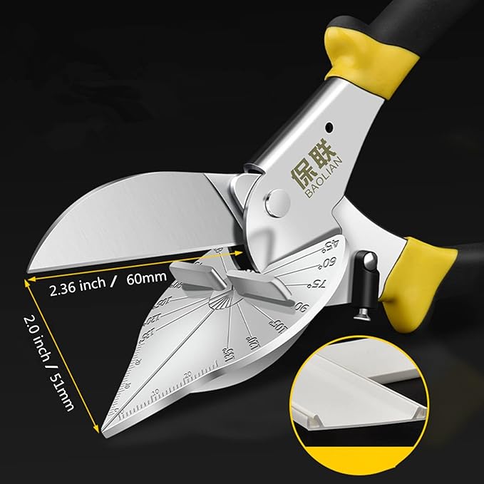 Szhdx Multifunctional Shears,Multi Angle Miter Shear Cutter Hand Tools，Multi Angle Miter Shear Cutter Cuts 45 to 135 Degree Miter Snips Cutting Tool, for Cutting Soft Wood, Plastic, PVC, etc