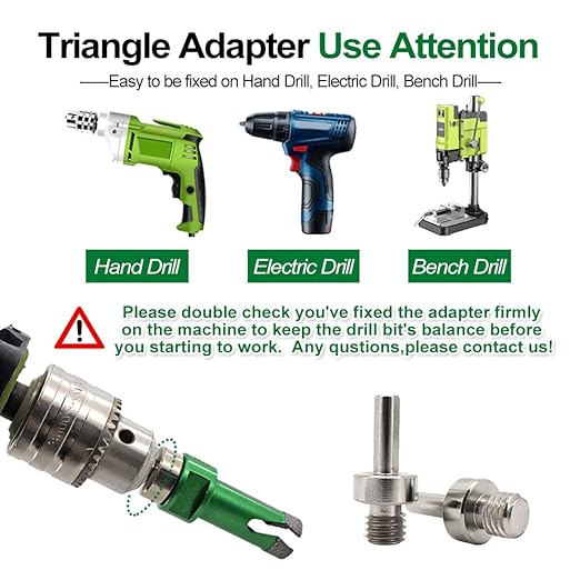 Diamond Core Drill Bits Kit - 11pcs 6/6/6/20/25/35/50mm+2" Beveling Chamfer Bit+3/4" Finger Milling Bit+Triangle Adapter to 5/8-11" Thread+4.5" Cutting disc for Porcelain Ceramic Tile Granite