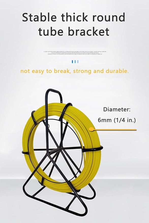 Fish Tape Fiberglass 6MM 328FT Fish Tape Puller Fiberglass Wire Cable Running with Cage [6mm*100m]