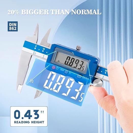 Dasqua 8”/200mm Digital Caliper, Electronic Industrial Stainless Steel Precision Measuring Tool, Large LCD, Eco-Friendly Case, Auto Off,0.0005”/0.01mm Resolution, 0.001”/0.02mm Accuracy