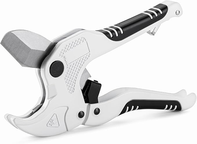 Bates- PVC Pipe Cutter, Cuts up to 1-5/8", Ivory Ratcheting PVC Pipe Cutter Tool, Pipe Cutters PVC Pipe Shears, Plastic Pipe Cutter, PEX Pipe Cutter, PVC Cutter Tool, PVC Ratchet Cutter
