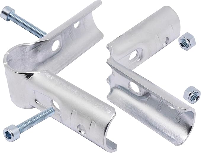 90 Degree Pipe Connector Tee Clamp Fittings, Steel Connection Clamps Set with Small Wrench （2set, 20mm）