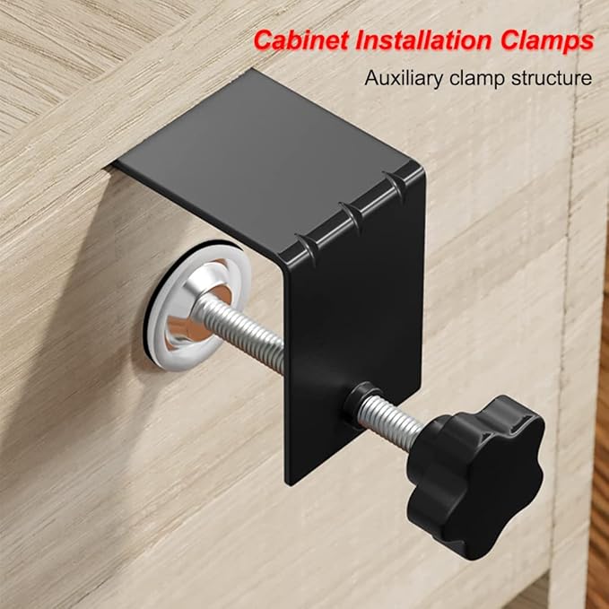 JEEJINYAN® 4 Pcs C Clamps, Drawer Front Installation Clamps, Cold-Rolled Steel Clamps for Woodworking, Can Be Used as Door Installation Tools and Cabinet Tools, Black