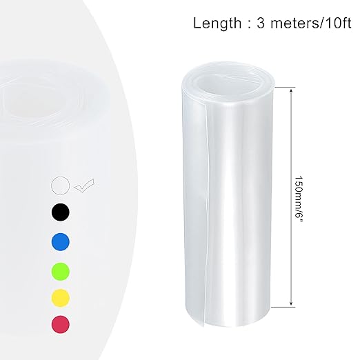 MECCANIXITY Battery Wrap PVC Heat Shrink Tubing 95mm Dia 150mm Flat 10 Feet(3meters) Clear Good Insulation for Battery Pack