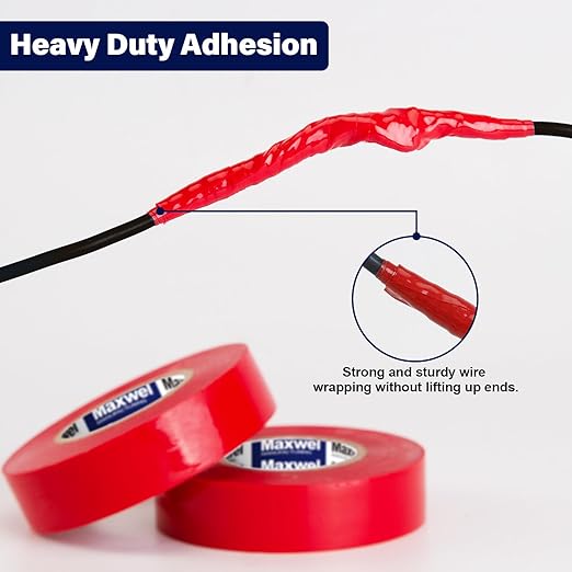 Red Electrical Tape PVC Vinyl - 3/4 In 60 Ft Professional Grade General Purpose Red Electric Tape Flame Retardant Waterproof For All Weather Under 600V Electrical Insulating Use Pack of 2 Rolls