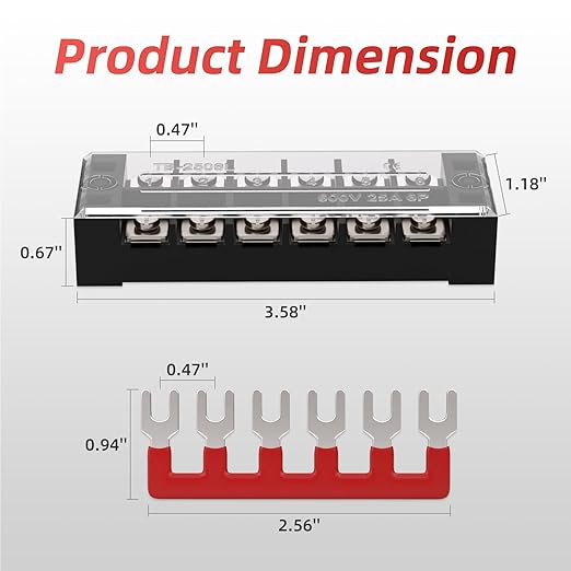 APIELE Screw Terminal Block Covered 6 Position Dual Row 25A 6 Position Pre-Insulated Terminal Barrier Strip (5PCS 25A 6P+5PCS Wiring Strips)