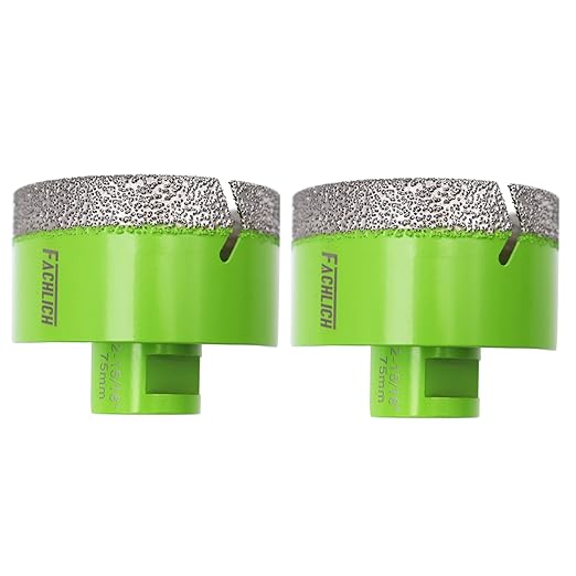 Diamond Core Drill Bit,2pcs Diameter 75mm 3 inch Thread 5/8-11,Vacuum Brazed Dry Wet Hole Saw for Porcelain Tile,Granite,Marble,Concrete,Masonry,Brick