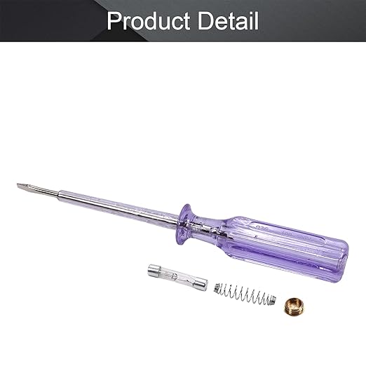 Fielect Voltage Tester Voltage Detector Pen Circuit Tester Tool Flat-Blade Slotted Screwdriver Test Pen JRDB-936 AC/DC 100-500V Purple Clear 1pcs