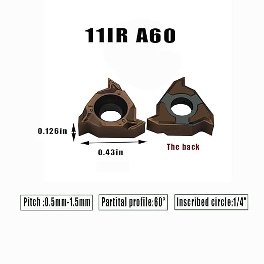 Lather Threading Tool Bit Set External Internal Threading Boring Bars Turning Tool Holders with 11IR A60 16ER 16IR AG60 Carbide Threading Inserts (11IR A60)