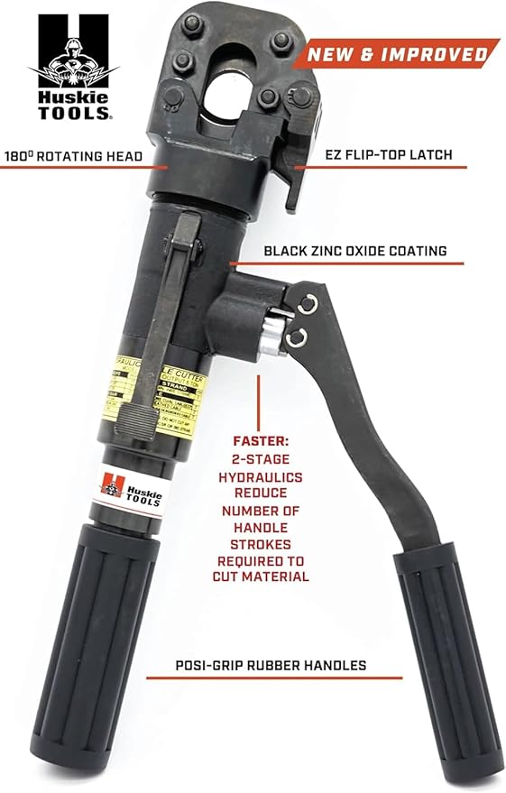 2-Stage 6-Ton Compact Manual Hydraulic Cutter. Cuts Rope, Copper, Aluminum & ACSR Wire up to .75"/20mm and Rebar, Anchor, Rod, Soft Steel Bolts & Guy Wire up to .50"/13mm (JSHA-20)