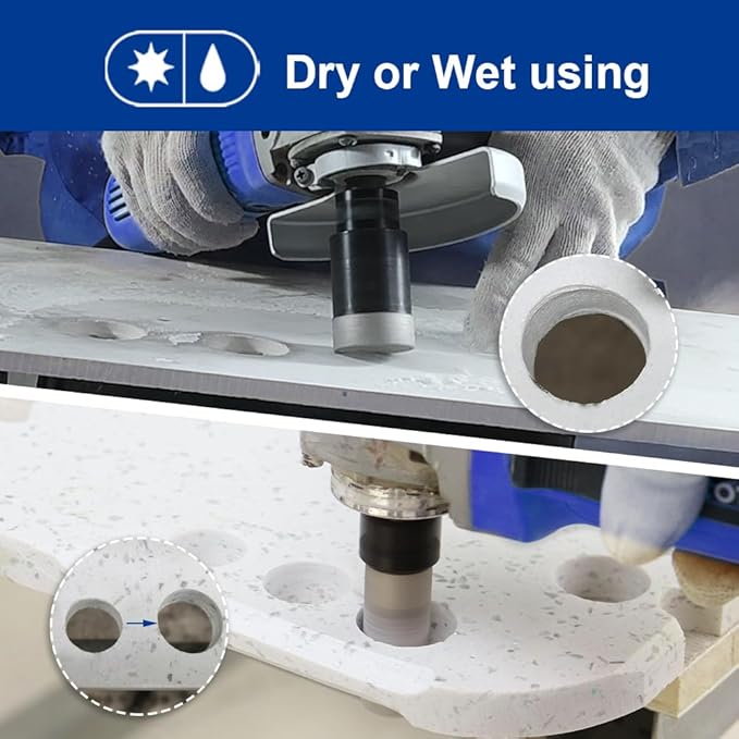 SHDIATOOL 7-Piece Diamond Hole Saw Kit for Porcelain Tile Ceramic Marble Brick Vacuum Brazed Core Drill Bits Set(A85458K2)