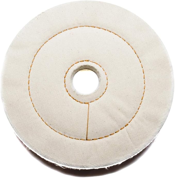 Benchmark Abrasives 6" Cotton Cushion Sewn Buffing Polishing Wheel for Bench Grinder with 1/4" Mandrel, for Polishing Finishing Smoothing on Aluminum, Stainless Steel (Cotton Cushion)