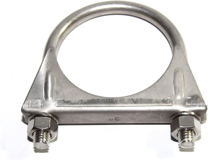 3 Inch Stainless Steel Heavy Duty U-Bolt Exhaust Muffer Clamp (76mm), Saddle Design with Reinforced Ribs