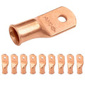 SELTERM 10pcs 1 AWG - #10 Stud - Battery Lugs, Heavy Duty Wire Lugs, Ring Terminals, Battery Cable Ends,1 Gauge Terminals, UL Bare Copper Eyelets Electrical Battery Terminal Connectors