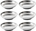 6 Pieces 4.2” Round Magnetic Bowl Trays Set Stainless Steel Magnet Tool Tray Parts Holder for Screws, Sockets, Bolts, Pins, Mechanic's and Automotive