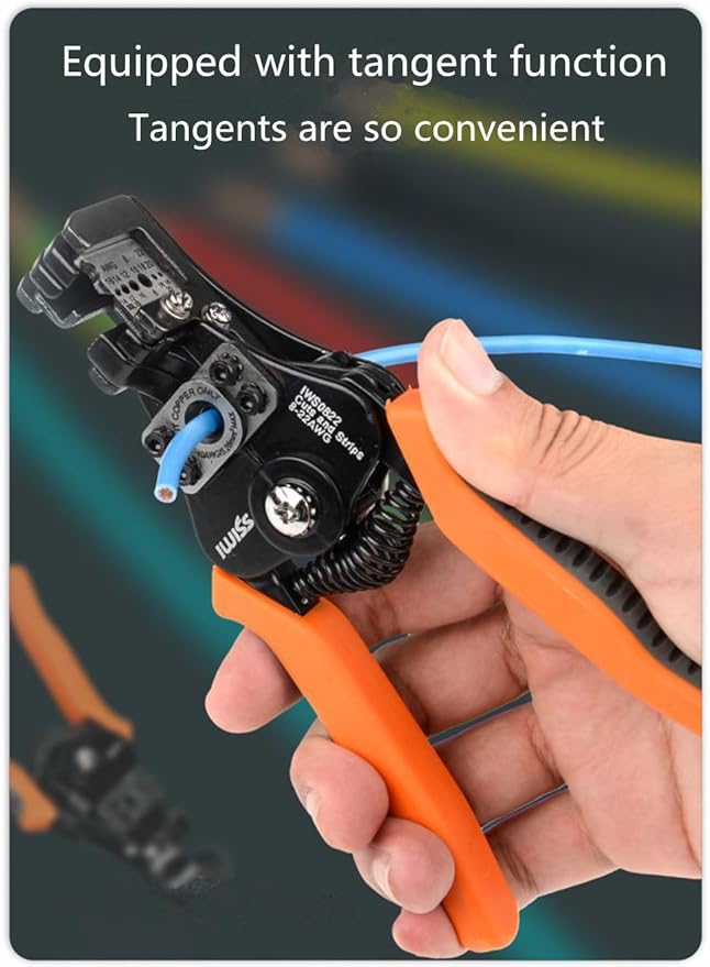 szhdxsy IWS0822 Manual Wire Stripper and Cutter, Multifunctional Electrical Stripper, Peeling Device, Wire Stripping Pliers, Wire Cutter, Orange, Alloy Steel & Plastic