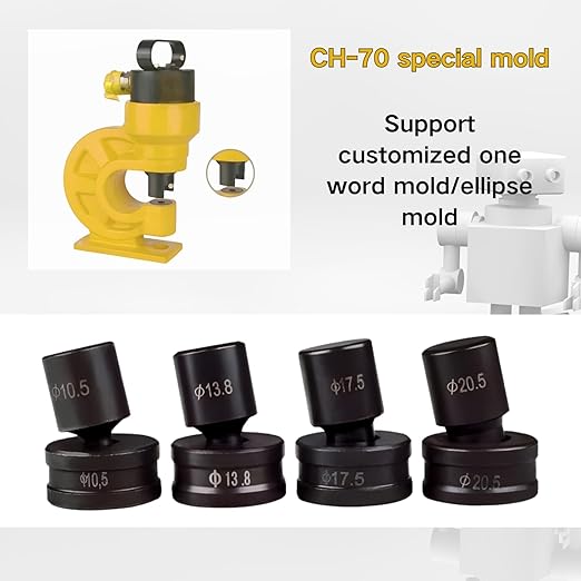 8-Piece Hydraulic Straight-line Hole Punch Die Set - Compatible with CH-70 Machine, Metal Punching Dies for Steel Sheet, Copper Plate, Aluminum Plate (8-Piece Straight-line Hole Punch Die Set)