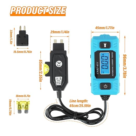 Car Circuit Tester, Automotive Current Tester Blade Fuse Max 48V, Circuit Measure Amp Fuse Buddy, Automotive Blade Checker Fuse Box Test for Current Circuit Testing
