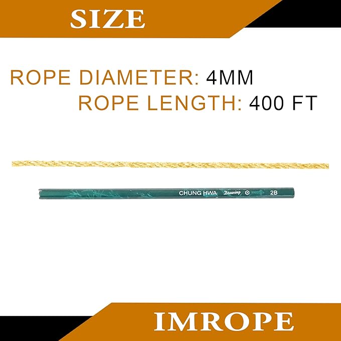 4mm x 400 Feet Yellow Jute Rope, Twine for Gardening Tomato Climbing Plant Tie Floristry Crafts Gift Wrapping Packing Decor