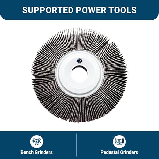 Benchmark Abrasives Aluminum Oxide 6 Inch Center Hole Flap Wheel - Bench Grinder Wheel 1” Length 1" Arbor Sander for Deburring, Sanding, Grinding, Rust Paint Removal Polishing Wheel - 80 Grit