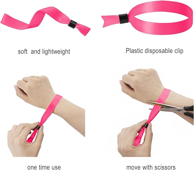 100 Pack Wrist Bands|Pink Wristbands for Events|Wristbands for Concerts Festival Admission Party|13.78” x 0.59”