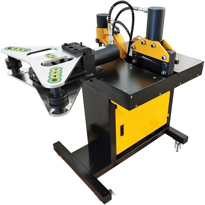 4 in 1 Electric Hydraulic Busbar Processor Busbar Bender Cutter/Hole Puncher/Flat Bending/Vertical Bending Cutting Punching Bending Machine for Iron, Copper, Aluminum 110V
