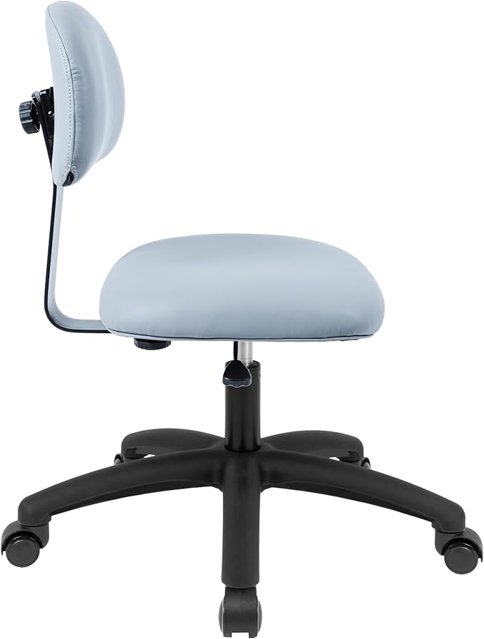 Chair Master FSS Series Square seat Low (17"-22") seat Height Chair. Fabric Vinyl-for Office, Garage, Desk, Shop, Computer, Doctor, Medical, Easy to Clean! (Gray, Low, Self Braking Casters)