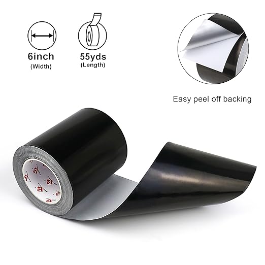 BOMEI PACK Black Aluminum Tape,Black Foil Tape HVAC Sealing & Patching Hot Cold Air Duct Tape Aluminum Foil Tape for Pipe, Metal Repair, HVAC, Air Ducts, Insulation (6 Inch)