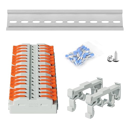 5Pcs DIN Terminal Blocks, 3 Conductor Compact Wire Conductor Splicing Connectors, KV223 Lever Wire Connectors for AWG 28-12, 600V 32A