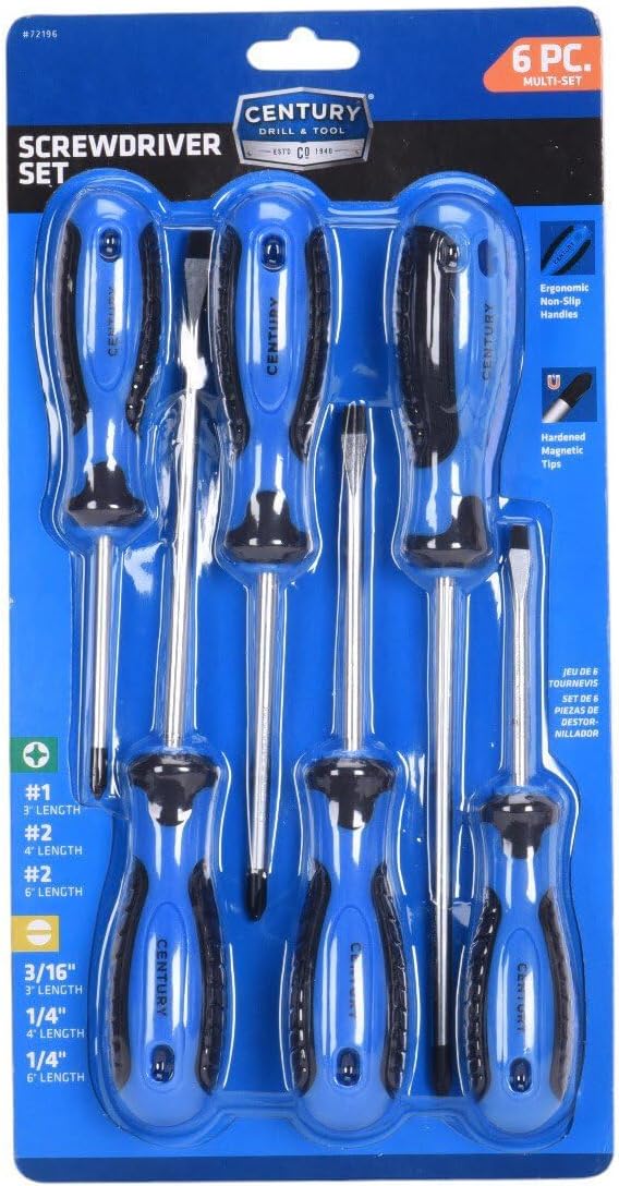 Century Drill and Tool 72196 Screwdriver Set, 6 Piece