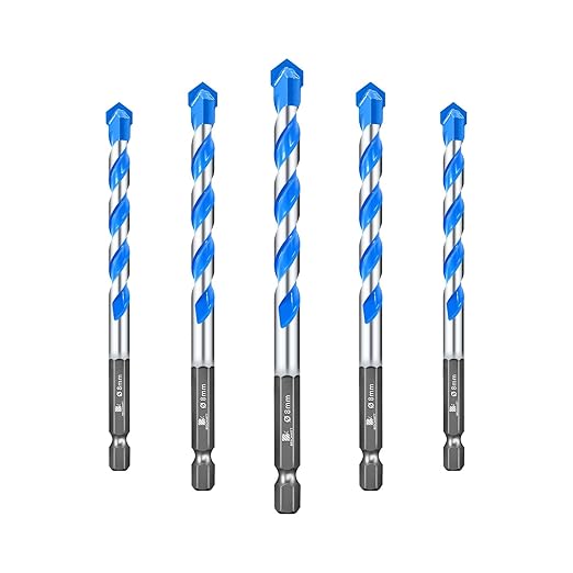 Carbide Drill Bit Set - Dry Drill Bit Set for Masonry, Concrete, Bricks, Wood, Plastic etc(8MM*5Quick-fit Shank)