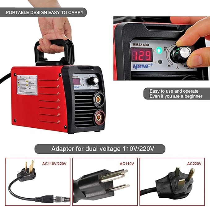 HONE Stick Welder, 110V/220V Actual 140Amp ARC Welder Machine, IGBT Inverter Digital Display LCD Welding Machines with Hot Start Arc Force Anti-Stick, High Efficiency for 1/16"-1/8" Welding Rod.