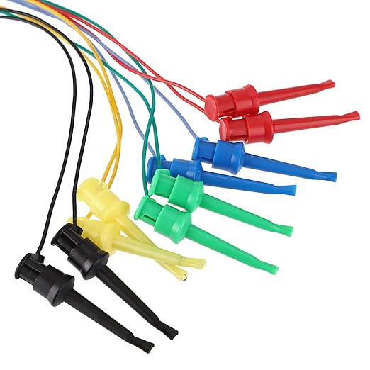 Sumnacon 10Pcs Test Hook to Female Jumper Wires - 26 AWG Binding Post to Solderless Breadboard Jumper Leads, Soft Silicone Flexible Test Leads for Electrical Testing