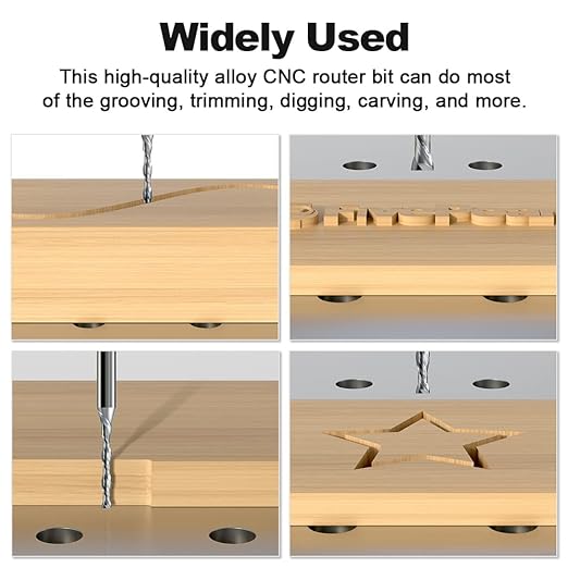 FivePears Up&Down Cut Spiral Router Bits Set for CNC, 1/8 inch Cutting Diameter and 1 inch Cutting Length 1/4 inch Shank Carbide End Mill Router Bit for Wood Carving Engraving Grinding Grooving