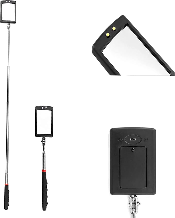 Inspection mirror telescoping with light Mirror practical addition to car repair, and anyone's toolbox Inspection Tool for Checking Vehicle, and Other Small Parts Extended (Inspection mirror-2PCS)