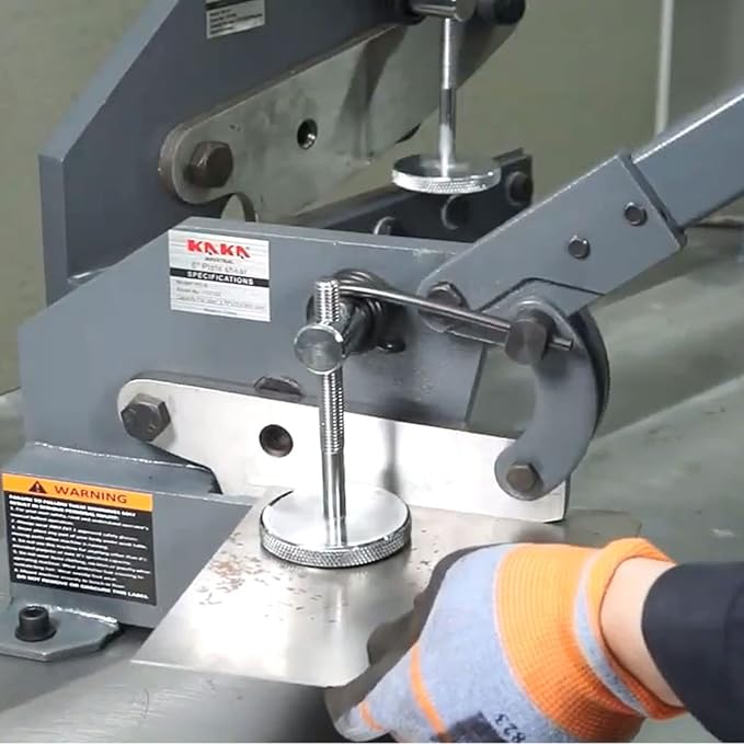 KAKA INDUSTRIAL Sheet Metal Cutter - 10 inch Manual Plate Shear HS-10 | 0.51 inch Round Steel Capacity | Bench-Mount Throatless Design