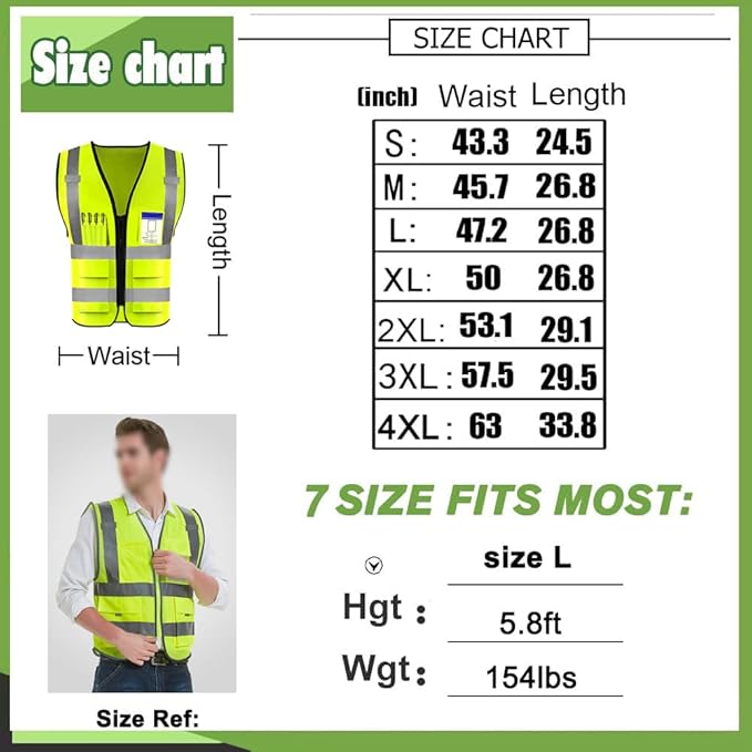 YOWESHOP High Reflective Visibility Safety Vest Custom Your Logo Safety Workwear with Reflective Strips and Pockets