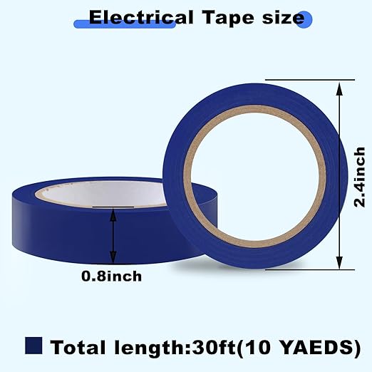 Romeda 9 Pack Electrical Tapes, Electrical Tape Water, Sun, and Oil Resistant, Electrical Tape is Suitable for Most Domestic, Commercial, and Industrial environments - Blue