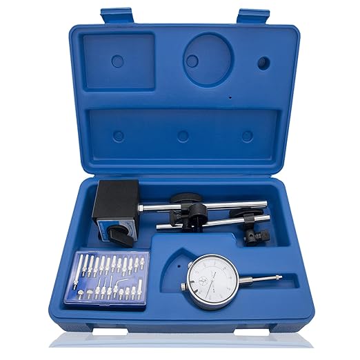Dial Indicator with Magnetic Base and Point Precision Inspection Set, Dial Test Indicator Precision Measuring Gauge Tools Kit, Long Arm 0-1" Tester Gage Gauge 0.001"
